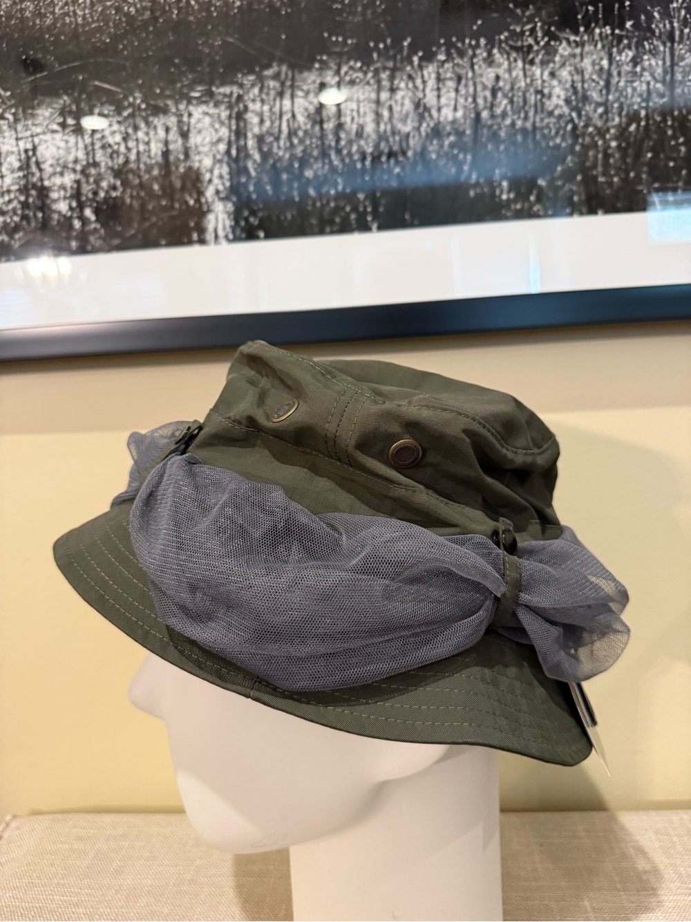Broner Adult Buzz Off Olive Boonie Bucket Hat w/ Mesh Netting size Large